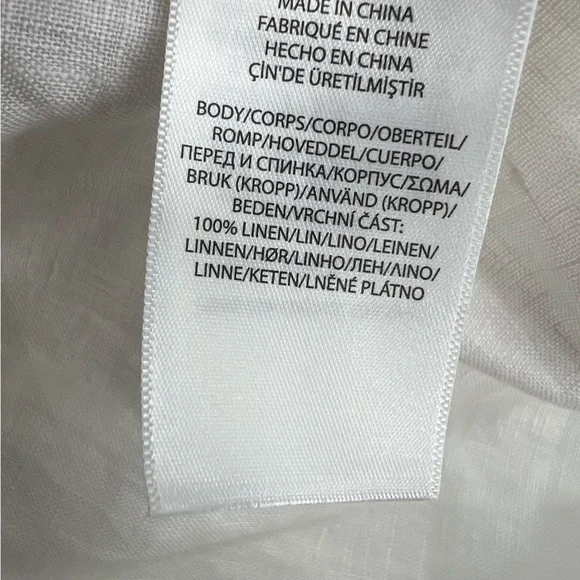 NWT Polo Ralph Lauren Crisp White Linen V-neck Tie Front Top XL - Picture 7 of 10
